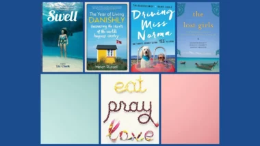 collage of books similar to eat pray love