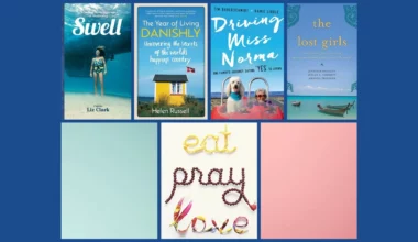 collage of books similar to eat pray love