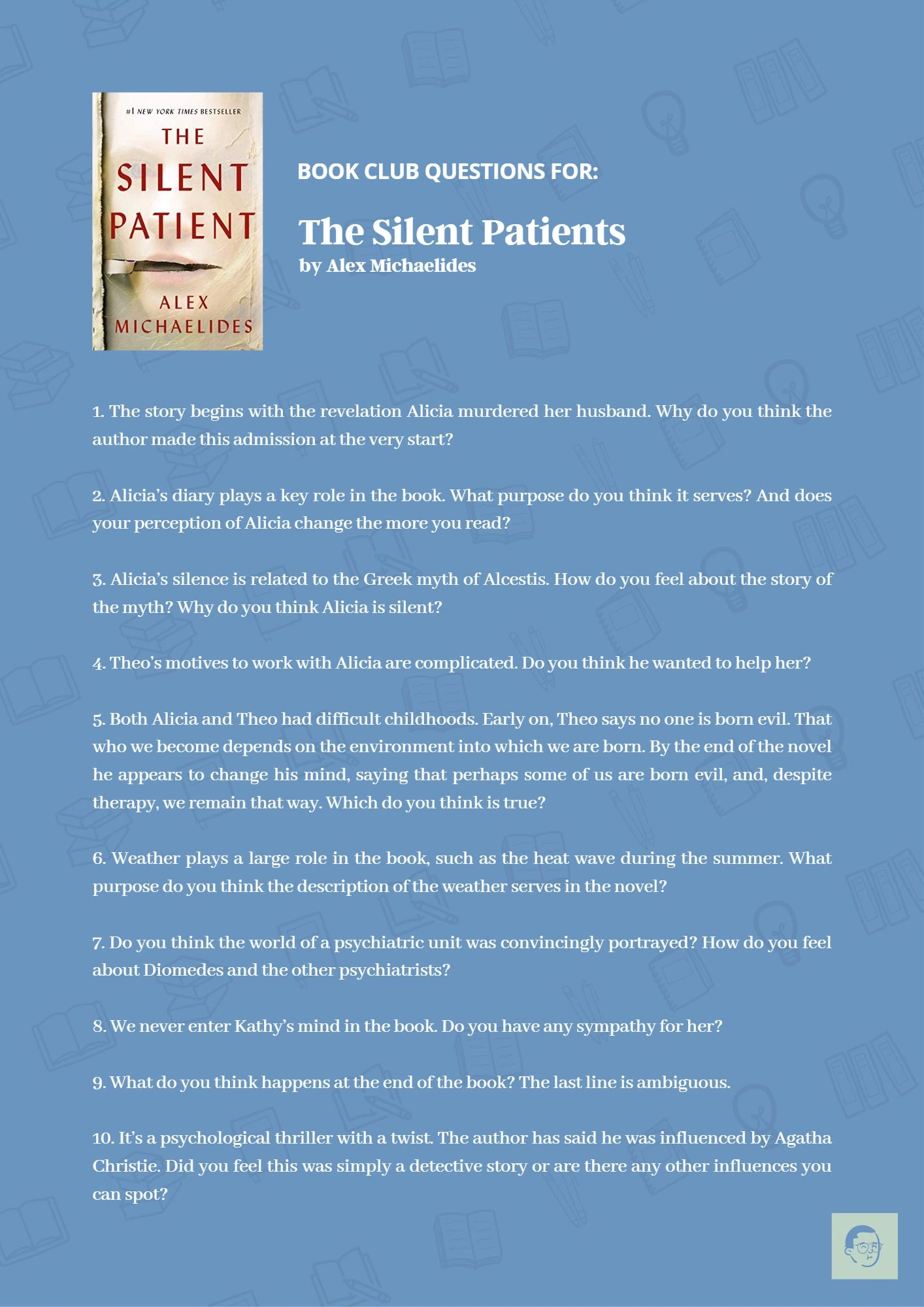 The Silent Patient book club questions (printable)